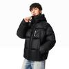 Li-Ning Badfive Jachetă de puf pentru bărbați, de exterior, călduroasă, largă, cu glugă, rezistentă la vânt și apă AYMV117-4