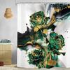 Green Gold Marble Flower Shower Curtain Rose Abstract Modern Floral Luxury Minimalist Ink Texture Men Hooks Fabric Waterproof