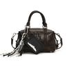 Letter Compact Pu Boston Bag With Seam Details For Casual Outings