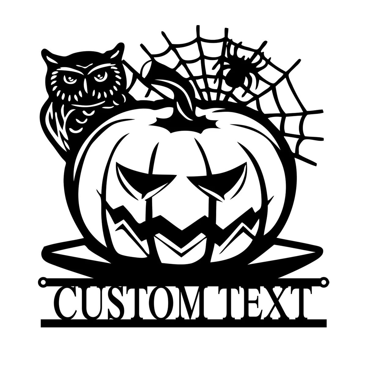 Metal Wall Art Owl Spider Pumpkin Halloween Home Decor Gift чёрный
