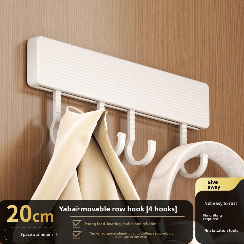 Space Aluminum Wall Hook Set With Strong Adhesive No Drilling Suitable For Bathroom And Closet Storage