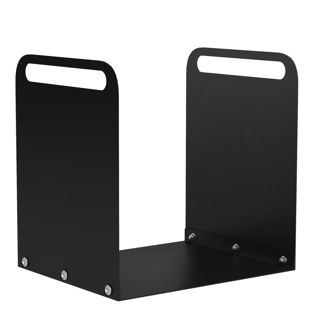 Kaminholzregal, 2 Tragegriffe, Stahlrahmen, Bis zu 30 kg, 36x30x36cm, Schwarz