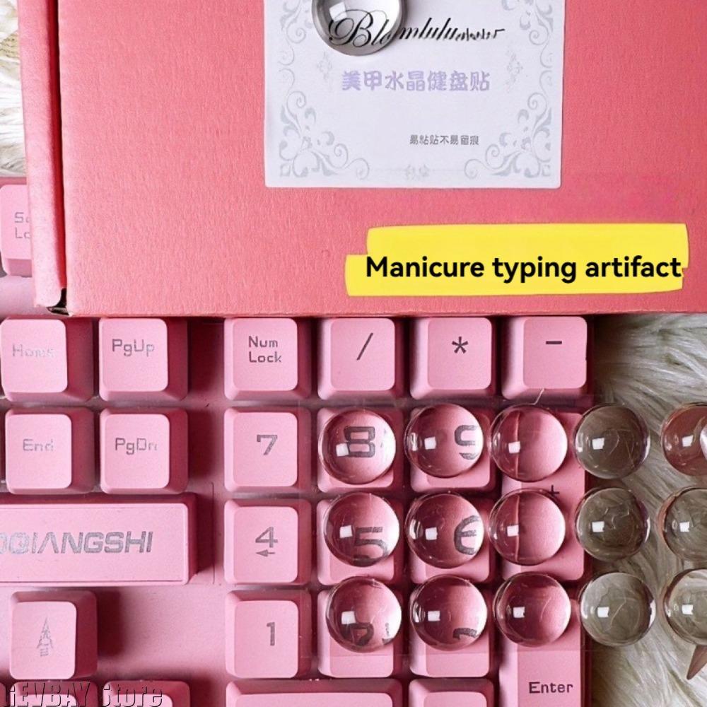 Long Nails Suitable Keyboard Stickers with Raised Pad Magnified Letter Typing Protective Cover for Glass Keyboards Accessories