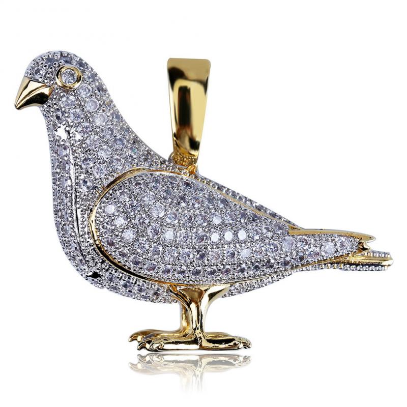 Collier Pigeon Pour Hommes Créativité Personnalité Mode Bijoux Micro-Incrusté Zircon Rétro Punk Animal Pendentifs En Gros