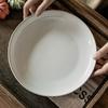 Deep Plate Round Plate Retro Style Solid Color Ceramic Plate Household Vegetable Plate Salad Plate High-End Tableware Plate