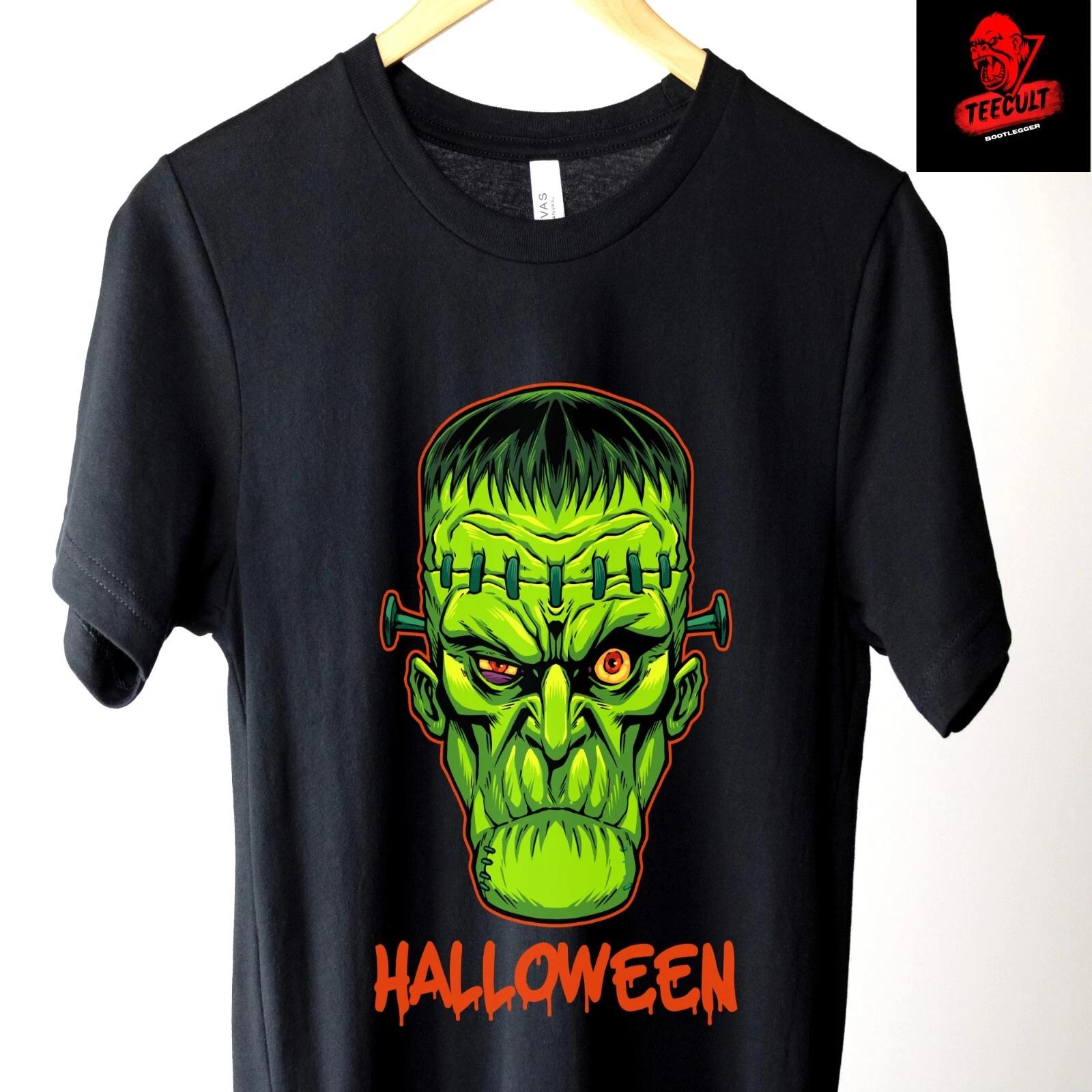 Men s and Women s T-shirts Frankenstein Halloween Horror Movie Retro Heavy Cotton Unisex L