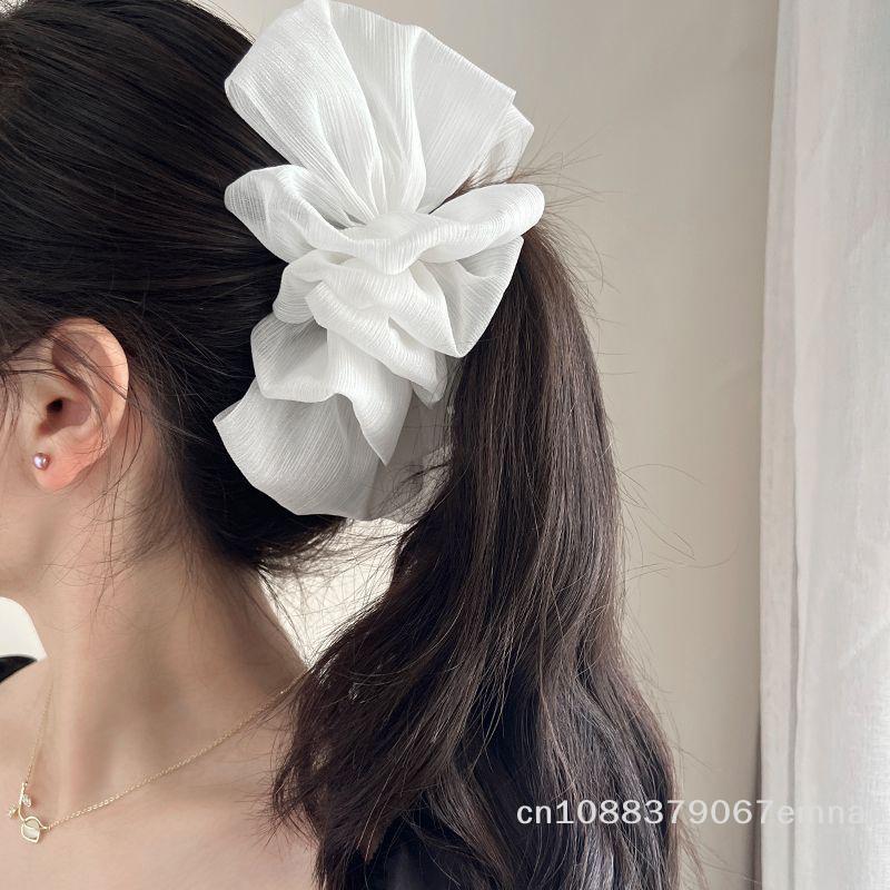 Elegant Retro Fashion Tulle Large Bow Clouds Hair Clip Net Yarn Ponytail Braid Claw Clip Women's Hair Accessories Gift Headdress