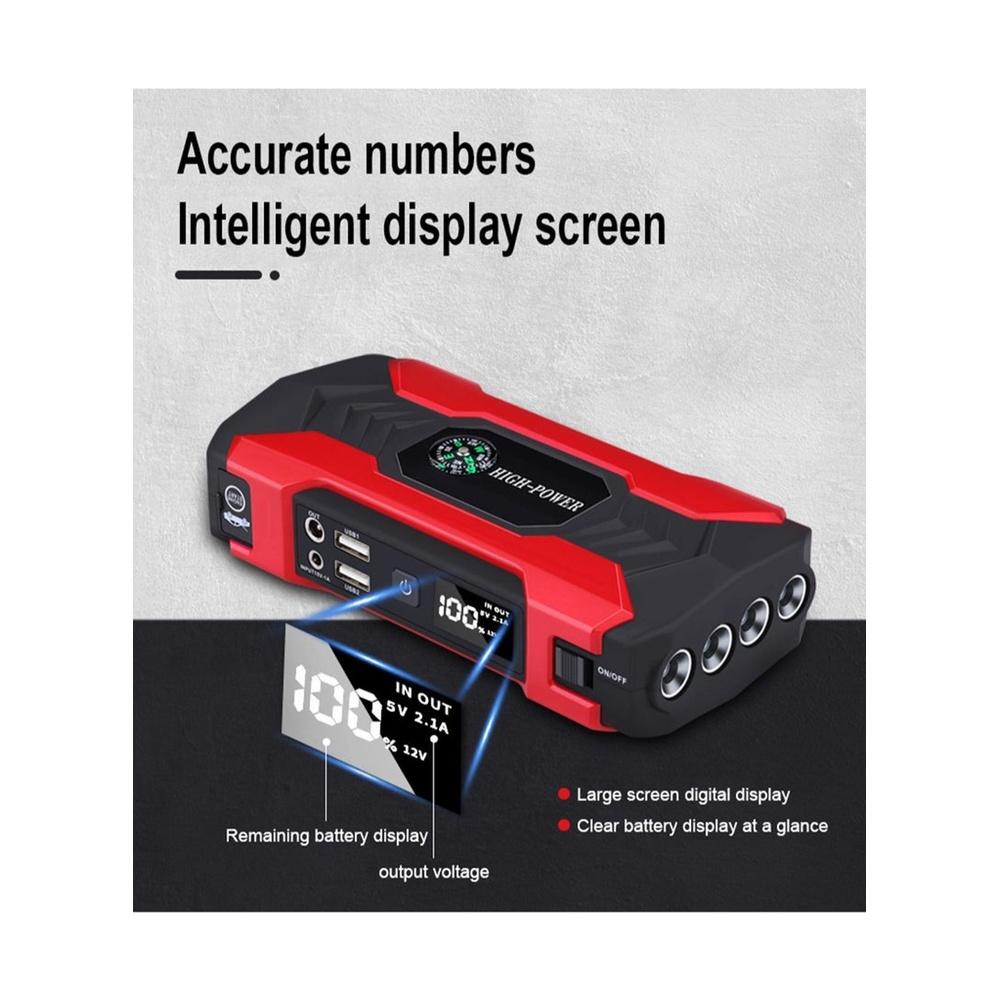 Car Jump Starter 28000mah Water-Resistant Jump Starter Battery Pack Battery Jumper Starter Portable 200W 12V/1A LED Light