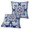 Set 2 Federe Quadrata Classica Antica Lisbona Blu Azulejo Piastrella Motivo Floreale Copricuscino Comfort Cuscino Decorativo Per Casa