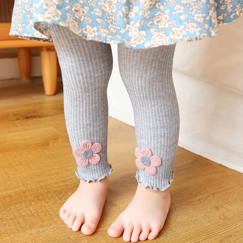 

Baby Girl Leggings Pants Autumn Baby Pantyhose Child Toddler Pant Flower Cotton Knitting Trousers For Kid Infant Legging Spring S