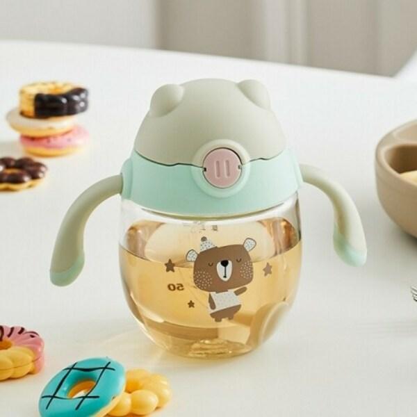 Lock&Lock Strap Infant Petite Friends Straw Cup 300ml, Blue (ABF790BLU), 1 Pc.