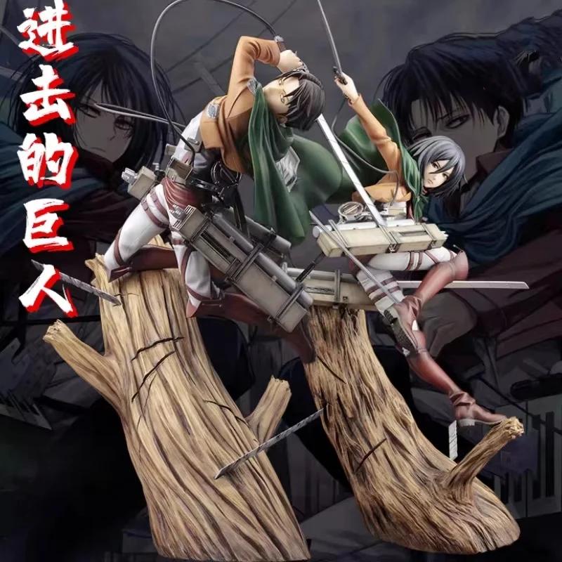 Attack On Titan Artfx J Levi Mikasa Ackerman Renewal Package PVC Action Figure Anime Figure Model Toys Collection Doll Gift