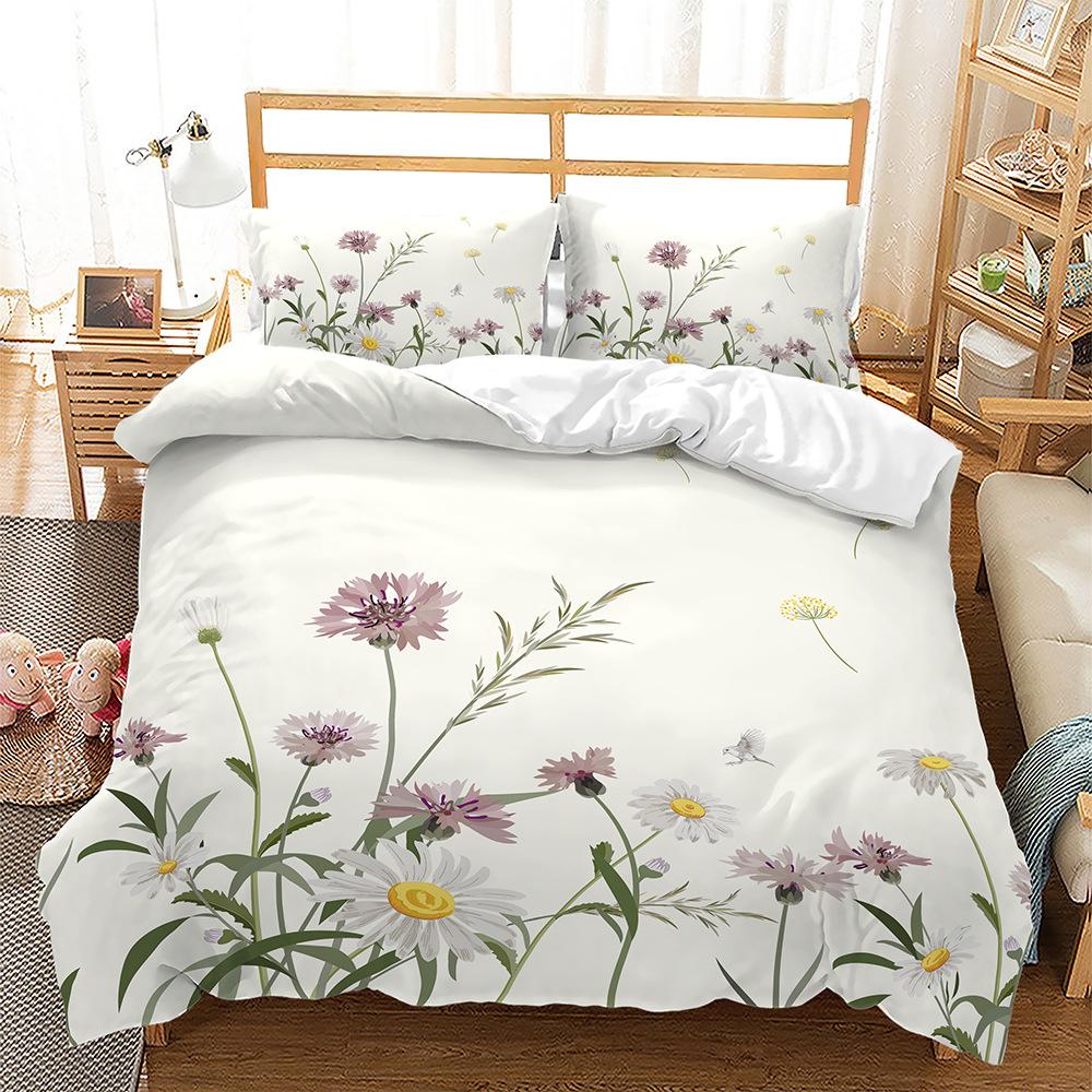 Natural Scenery Theme Duvet Cover Set 3D Print Reed Dandelion Flowers Polyester Bedding Set for Kids Boys Girls King Queen Size