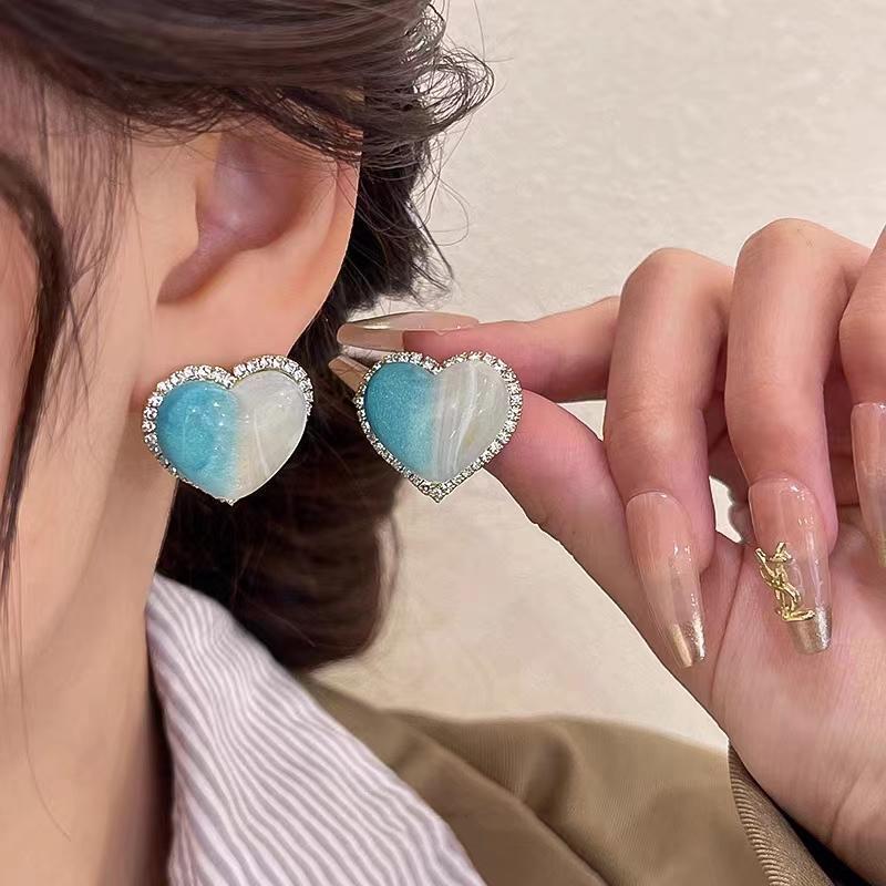 Exquisite Blue Series Luxury Stud Earrings for Women: Elegant, Versatile, and Stylish.