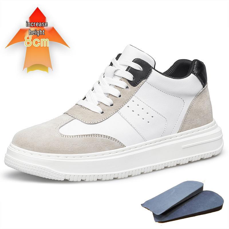 Men s Invisible Height Increasing Loafers – 8cm Boost, Breathable, Casual, White Sports/Dad Shoes for Spring 47