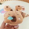 Kawaii Capybara Anime Plush Coin Purse Keyring Lovely Cartoon Round Bags Pendant Funny Mini Headphone Storage Bag Keychains