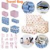 4/3PCS Fashion Tote Women Makeup Bag Portable Cute Ladies Cosmetic Toiletry Storage Pouch Handbag Cotton Quilted Zipper Bag Case