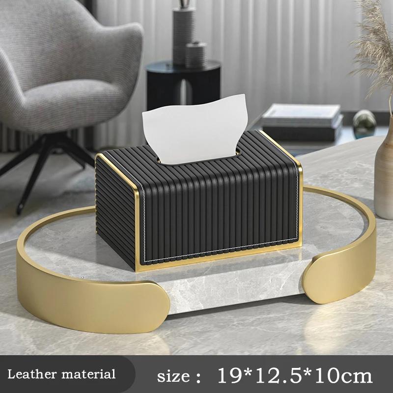 Light Luxury Tissue Box CoverPU Leather Rectangular Tissue Box Holder Organizer for Bathroom Vanity Countertop HomeelOff