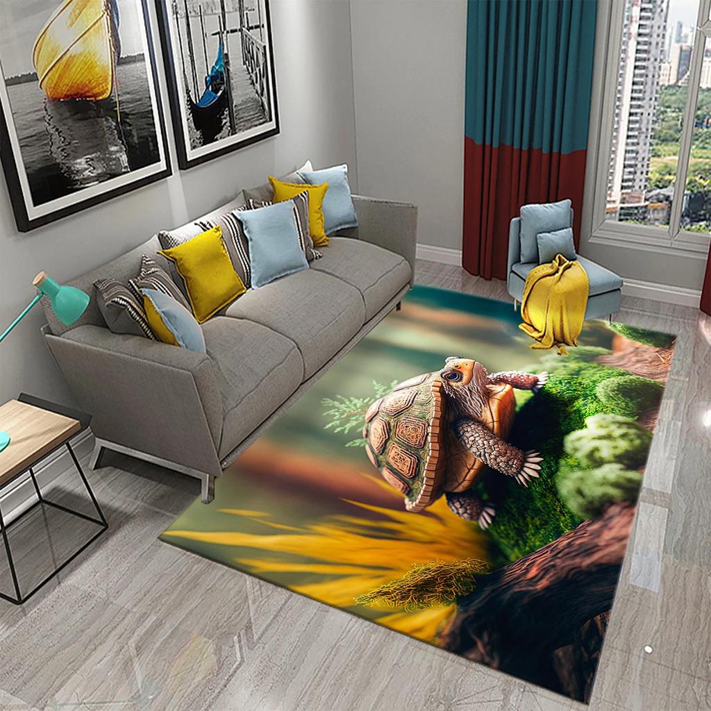 Teppiche mit 3D-Cartoon-Meeresschildkrötenmuster für Wohnzimmer, Badezimmer, rutschfest, groß, Schlafzimmer, Bettvorleger