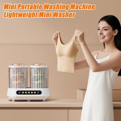 Portable Mini Washer Dual Bucket Washing Machine for Socks Underwear Compact Laundry Cup for Dorm Travel Home Use