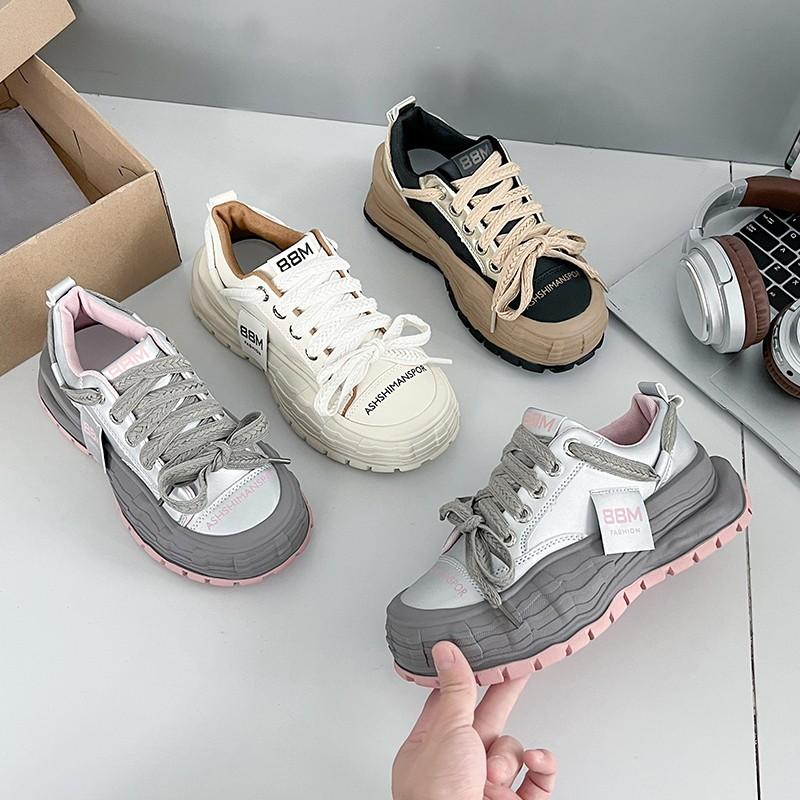 New Model Shoes for Women Thick Sole Adds Height Vulcanized Casual Shoes Anti-slip and Wear-resistant Casual Sports Shoes