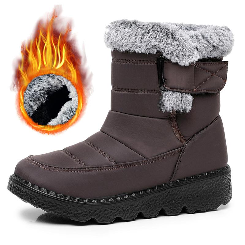 

Водонепроницаемые зимние ботинки для женщин, женские ботинки для снега, ботильоны на платформе, теплая обувь для пар 36 кофейный