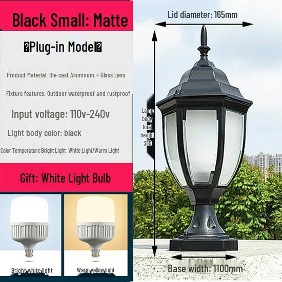 Wasserdichte Außen-Säulenleuchte im europäischen Stil für Zäune und Torpfosten