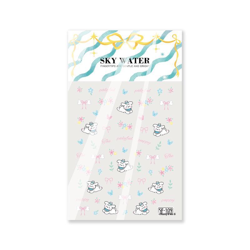 Pastoral Rabbit & Flowers Nail Art Stickers - Cute Cartoon DIY Wearable Nails