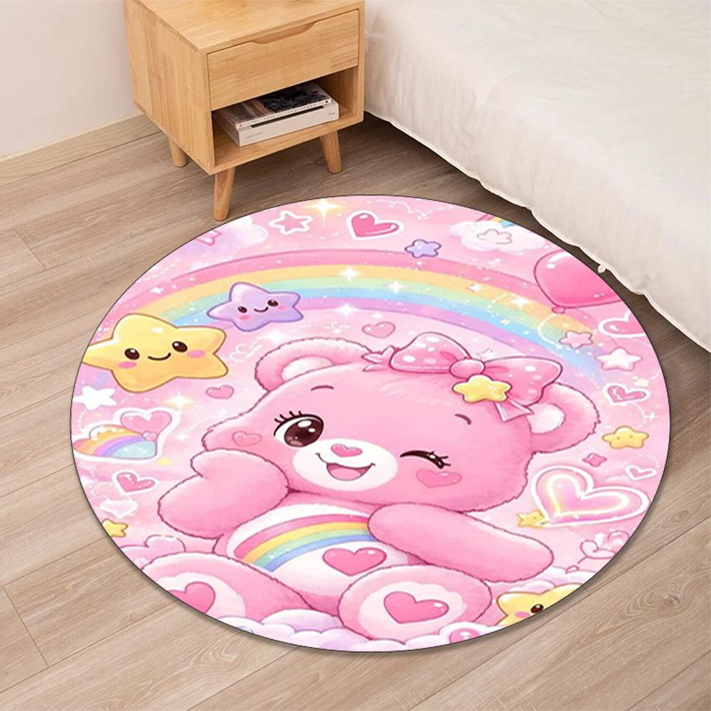 Bear Printed Round Rug Carpet Chair Rug Area Rug Entryway Doormats,for Office Chair Living Room Bedroom Kitchen Room.