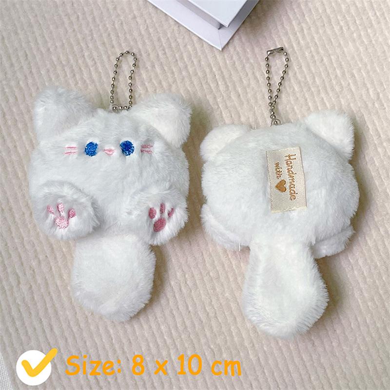 1ks DIY dekorace Kreslená kočka plyšová klíčenka Roztomilá hračka Kawaii přívěsek s ocasem Batoh s plyšovou plyšovou klíčenkou