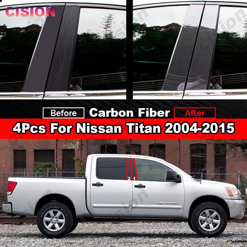 For Nissan Titan 2004-2015 4Pcs Car Window Door Column B C Pillar Post Cover Trim Glossy Black Mirror Effect PC Material Sticker