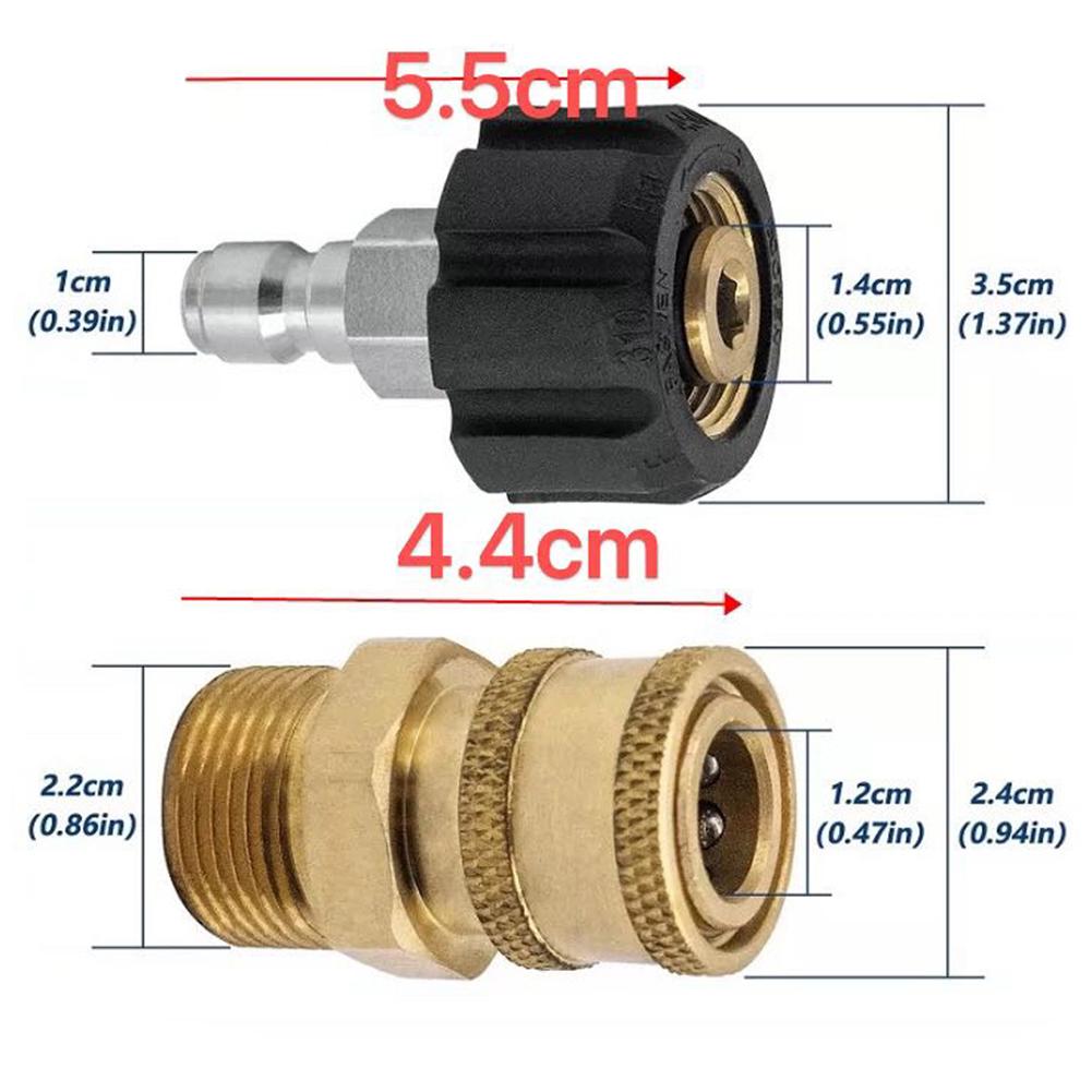 Car Washer Foam Lance Connector Stainless Steel M22 To 1/4" 3/8" Quick Disconnect Plug Pressure Washer Quick Connector Adapter