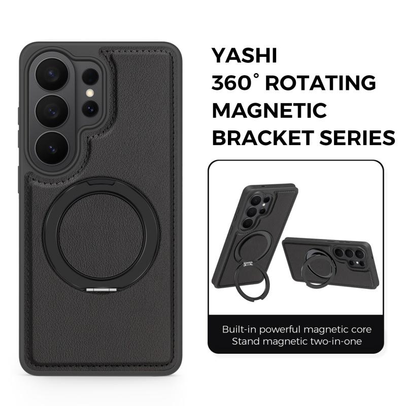 Shockproof Magnetic Leather Phone Case For Samsung Galaxy S26 Plus Ultra Invisible Fold Magsafe 360° Rotating Bracket Cover
