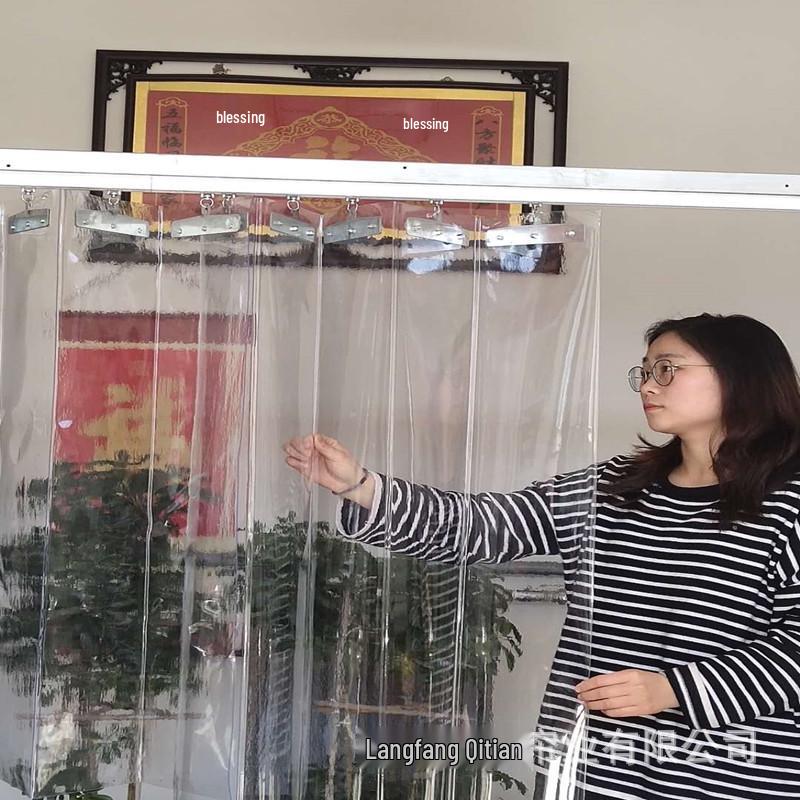 Transparent PVC Soft Door Curtain - Sliding, Foldable, Insulates, Windproof, Waterproof, Dustproof
