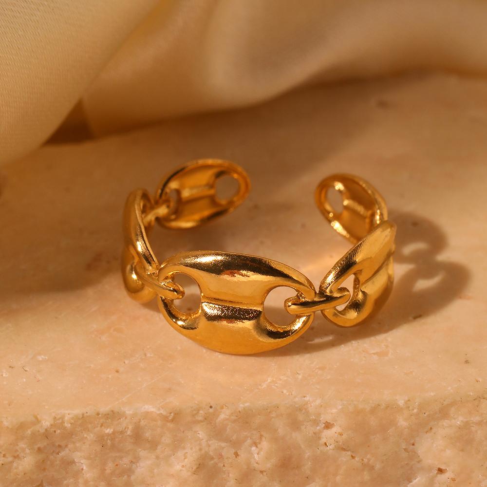 Stainless Steel Rings New Senior Geometric Ellipse Hollow Opening Minimalist Design Sense Ring For Women Zircon Banquet Gifts