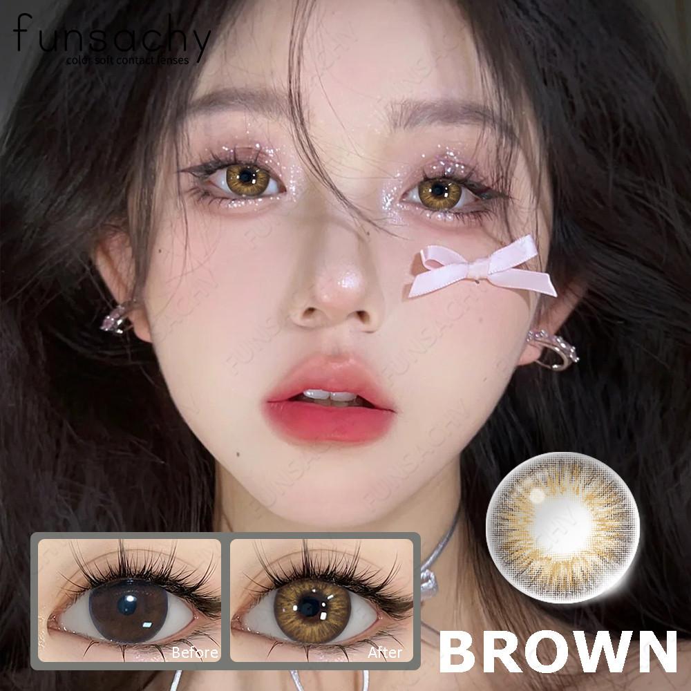 FUNSACHY 1 Pair Fashion Colored Contact Lenses Korean Brown Contact Lenses High Quality Natural Cosmetic Pupils Lenses Annual