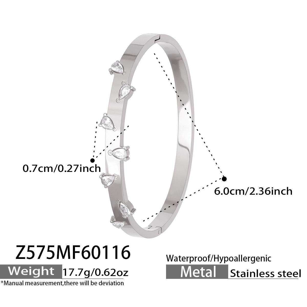 Браслет-капля с геометрическими цирконами, покрытый 18-каратным золотом