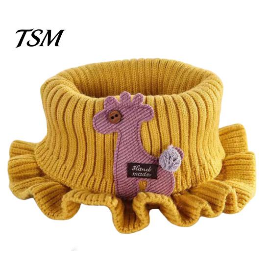Kids Neck Scarf Warmer Cartoon Giraffe Ruffle Knitted Windproof High Elasticity Keep Warm Ultra Soft Fake Collar for Winter