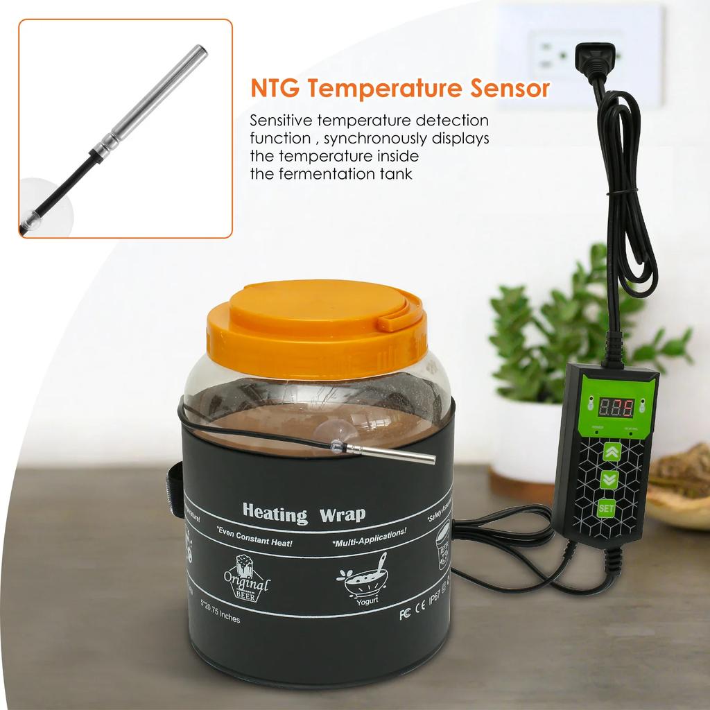 Kombucha Heizmanschette Gleichmäßige Erwärmung Kombucha-Glas Heizmanschette Wasserdicht Langlebig Fermentationsheizmatte für die Heimfermentation