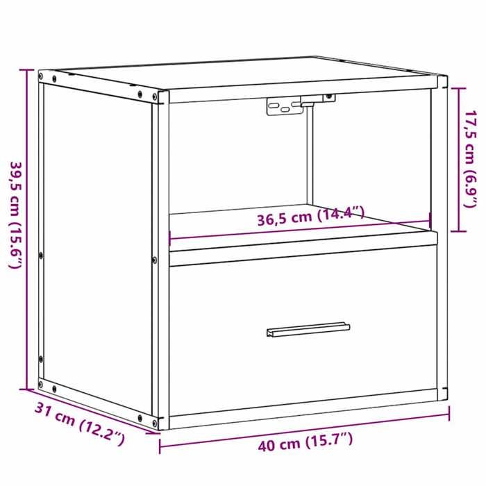 VidaXL Wall-mounted Bedside Tables 2 Pcs Sonoma Oak 40x31x39.5 Cm, Cabinet, Side Table, Bedside Cabinet, Cabinet of 848737