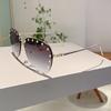 Mode Randloze Aviator Zonnebril Dames Vintage Luxe Merk Design Diamant Geslepen Lens Klinknagel Zonnebril Voor Vrouwen UV400
