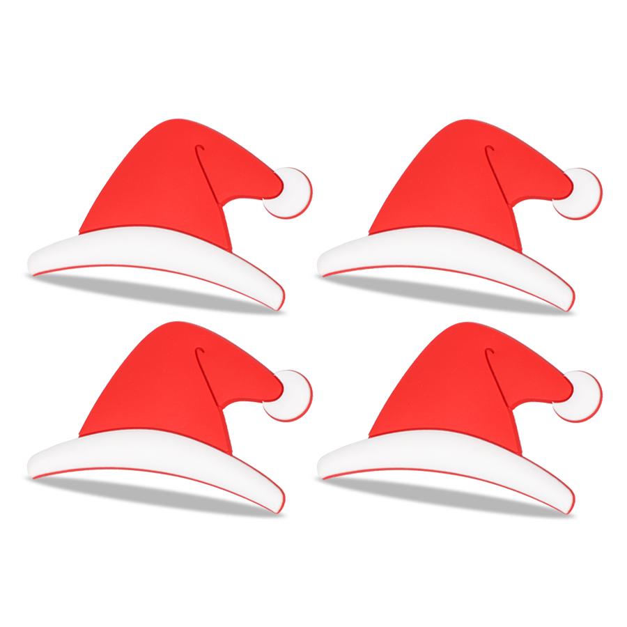Suitable for most car models 3D Waterproof Christmas Santa Hat Stickers for Tesla Personalized Creative Car Logo