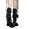 Punk Wasteland~ Tall Knight Boots Long Boots 2025 Autumn and Winter New Retro Pile Boots Fleece Pants Tube Boots Women