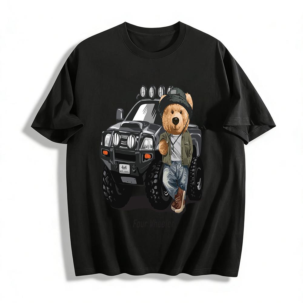 

Cool Off-Road Bear 4X4 Four Wheeler Print Casual Unisex T-Shirt Pure cotton T-shirt XXS