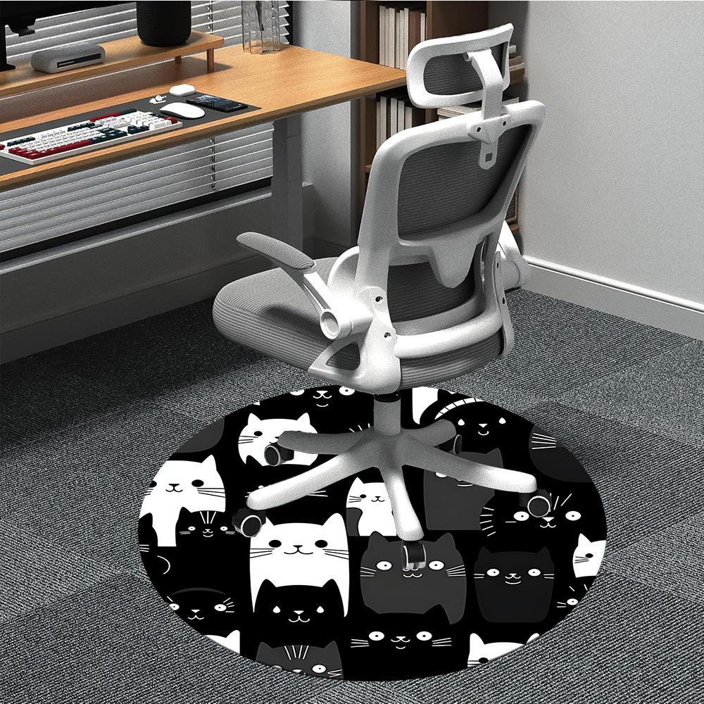 

1PC Cat Pattern Chair Carpet for Office, Indoor Non-Slip Washable Carpet, Soft Comfortable Mat For Office Room yy250930298 80cm by 80cm