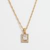 Joolim Jewelry 18k Pvd Gold Plated Luxury Vintage Blue Emerald Clear Pink Purple Zirconia Rectangle  Stainless Steel Pendant  Ne