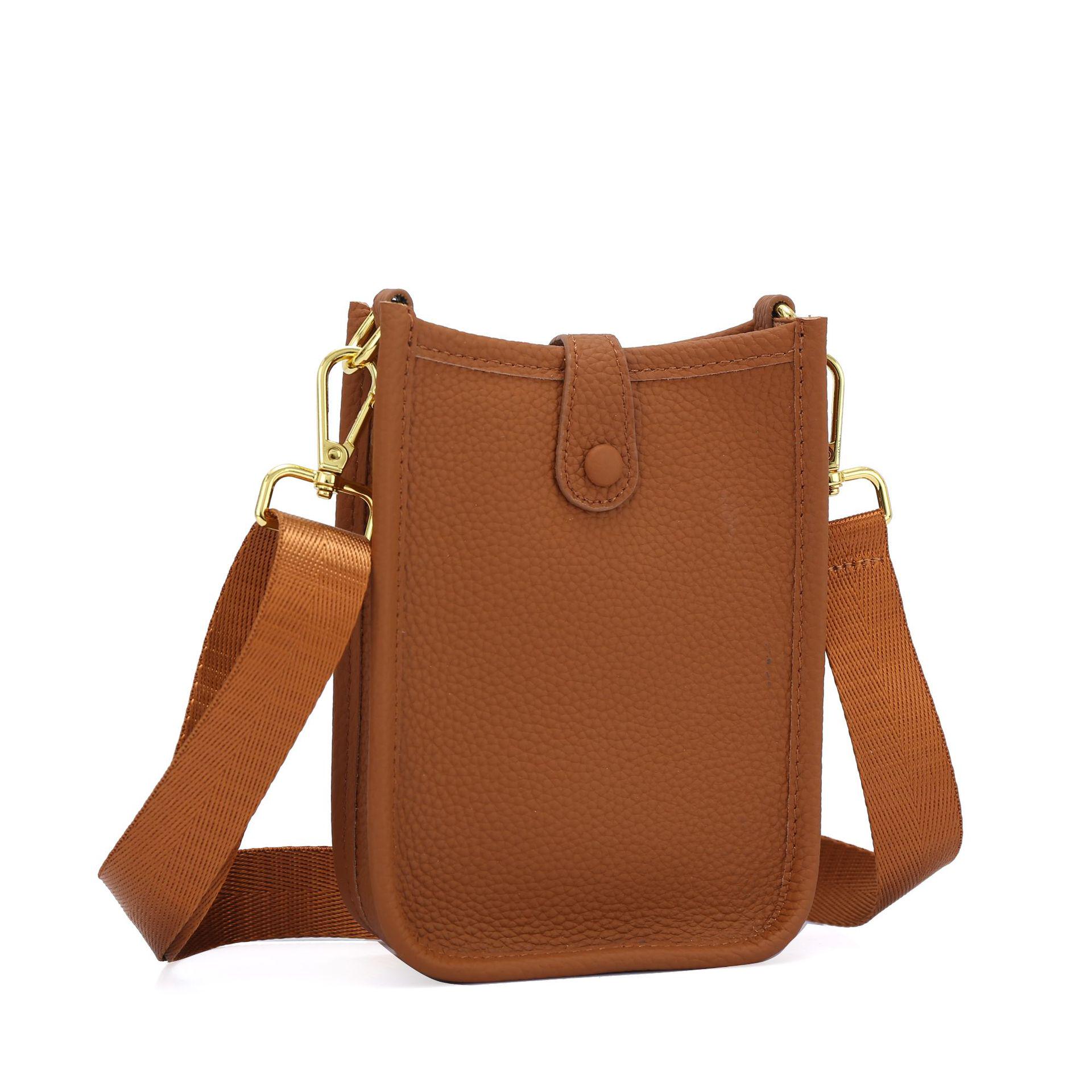 

Вертикальная сумка для мобильного телефона из натуральной кожи через плечо - модная мини-сумка-ведро на одно плечо и кошелек для монет 12.5x5x17CM коричневый