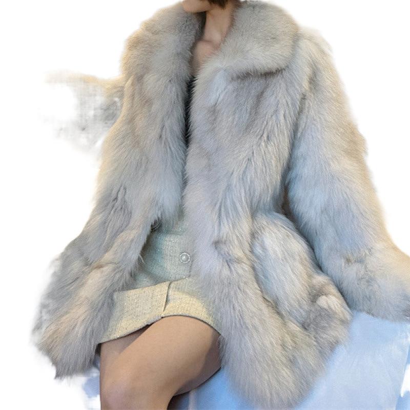 Winter neue pelz integrierte mantel frauen mittel und lange imitation fuchs pelz umweltfreundliche pelz alter-reduzierung pelz mantel oberbekleidung