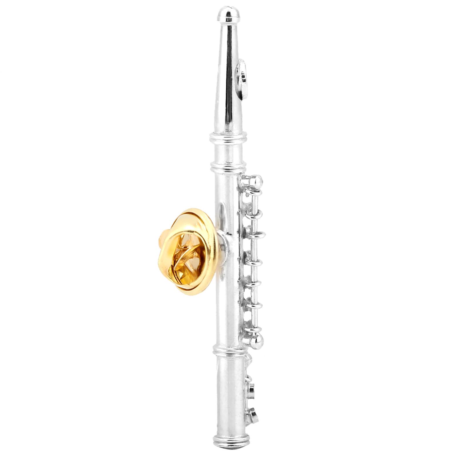 

Mini Flute Shaped Musical Instrument Brooch Pin Accessory for Gift Collection Silver