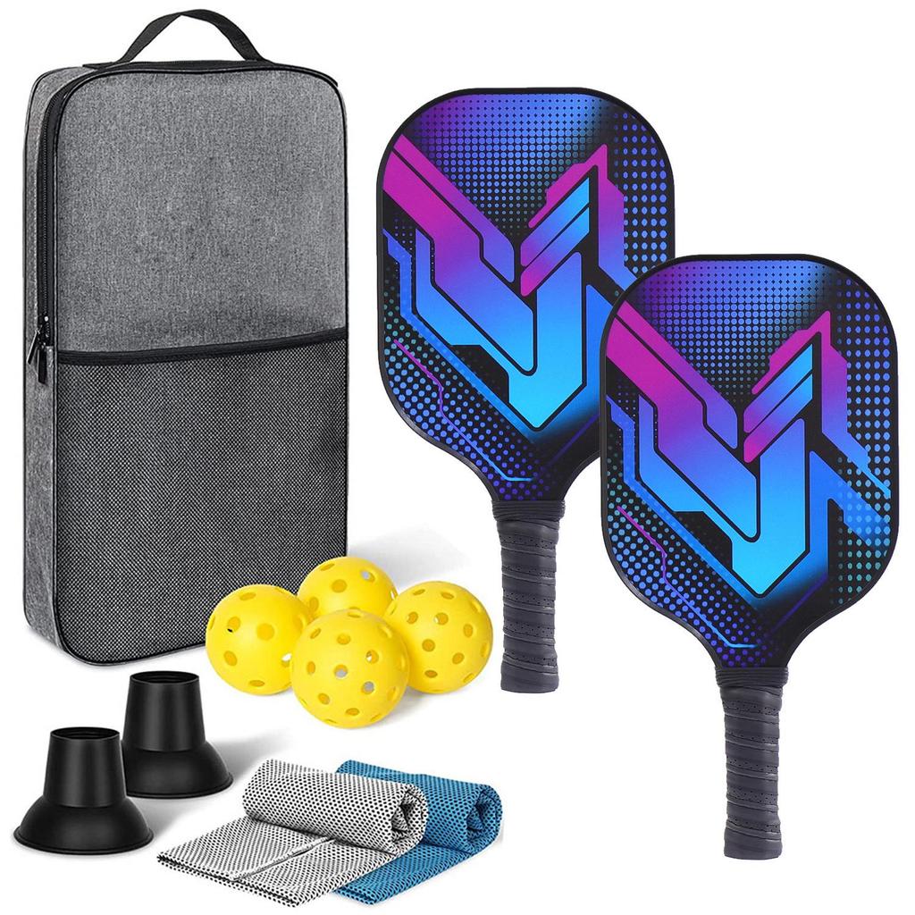 Rachetă și minge Pickleball din fibră de carbon, set cadou pentru prosoape de gheață pentru sporturi în aer liber